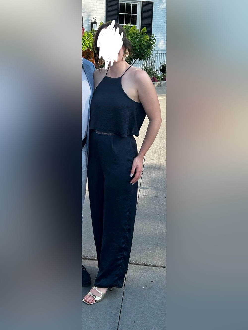 Holly Bracken Black Wide-Leg Spaghetti Strap Jumpsuit